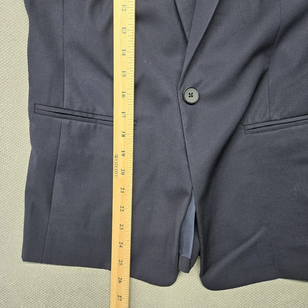 Everlane Blazer Womens 4 Blue Slim Fit‎ One Button Wool Shell Lined Jacket